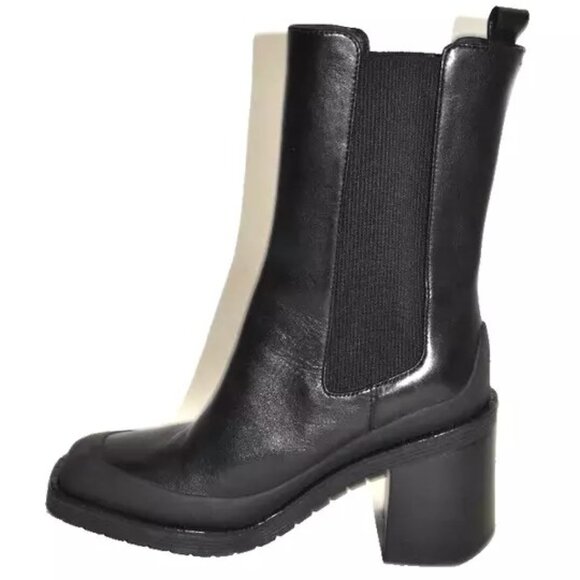 New! Tory Burch Expedition Leather 8 M Chelsea Black Boots DD417 - Picture 3 of 7
